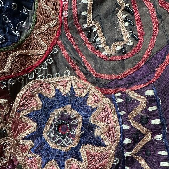 CHICO'S Womens Jacket Silk Embroidery Multi-Color Blazer Vtg 90s Size Medium 8 - Picture 5 of 6